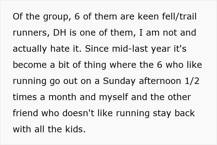 Text discusses resentment as mom left with 9 kids, while others enjoy trail running.