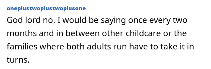 Comment about organizing childcare and trail running responsibility between parents.