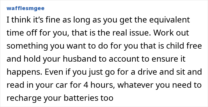 Text discussing finding time for self-care while managing childcare responsibilities.