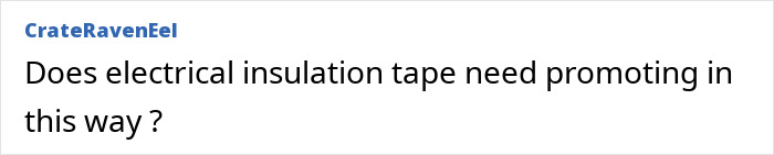 Comment questioning the use of electrical insulation tape for promotion at New York Fashion Week.