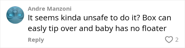 Comment questioning the safety of placing a baby in a plastic box for a cave visit in Thailand.