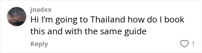 Comment asking about booking a trip to Thailand with a guide.