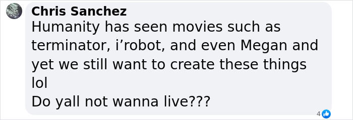 Comment expressing concern over humanoid robot with lifelike muscles.