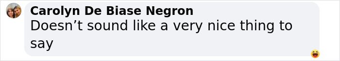 Comment by Carolyn De Biase Negron expressing disapproval of Jon Hamm's joke to Amy Poehler.