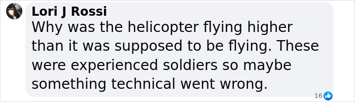 Comment discussing Black Hawk helicopter conspiracy and technical issues.