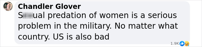 Comment discussing issues of predation in military with significant reactions.