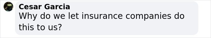 Text questioning insurance companies' actions, related to UnitedHealthcare legal issues with a surgeon.