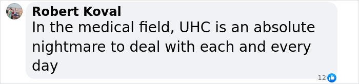 Text message criticizing UnitedHealthcare's challenges in the medical field.