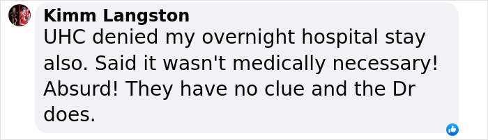 Comment about UnitedHealthcare denying a hospital stay as unnecessary.