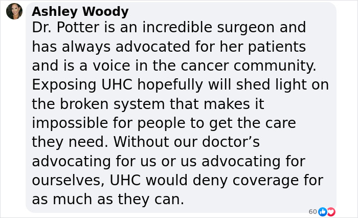 Text discussing UnitedHealthcare's impact on surgeon advocacy for patient care in the cancer community.