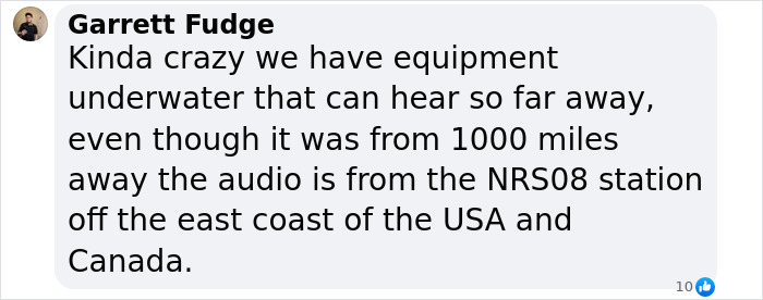 Garrett Fudge comments on underwater equipment detecting 1000 miles away audio related to Titan Sub.