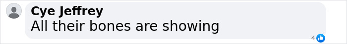 Facebook comment by Cye Jeffrey, "All their bones are showing," referencing skinny stars at the SAG Awards amid Hollywood's Ozempic craze.