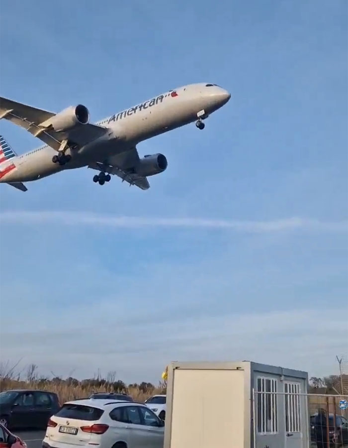 American Airlines plane in flight, related to a bomb threat incident.