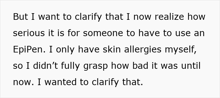 Text image about understanding the seriousness of using an EpiPen in relation to allergies.