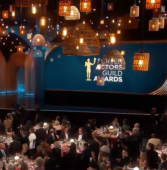 Audience at the 2025 SAG Awards, featuring skinny stars amid Hollywood's Ozempic craze, seated under ornate lighting.