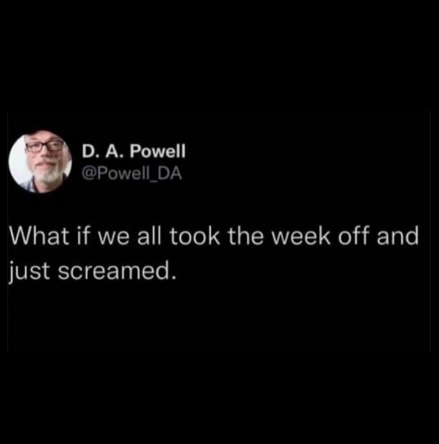 Mental health meme: "What if we all took the week off and just screamed."