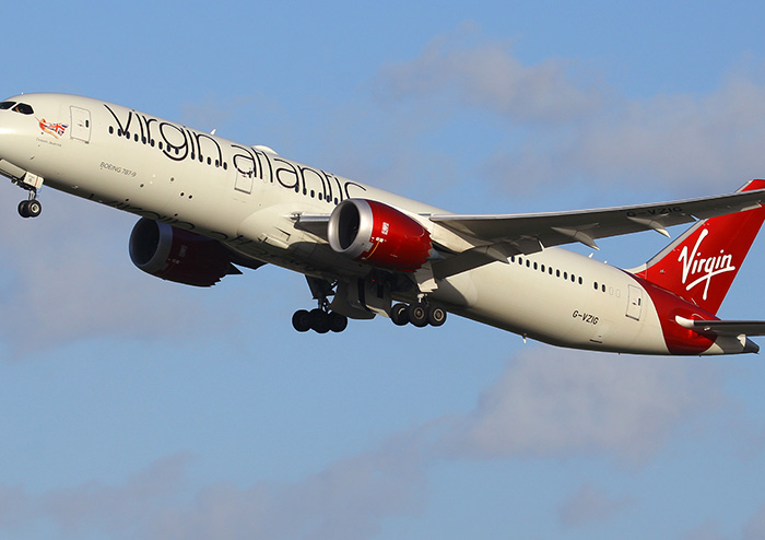 Virgin Atlantic aircraft in flight related to a medical emergency landing incident.