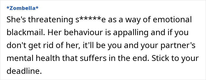 Opinion shared about woman's prolonged stay and its impact on mental health and emotional blackmail.