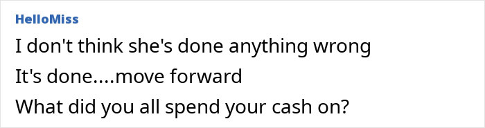 Online comment discussing family reactions to niece inheriting fortune.