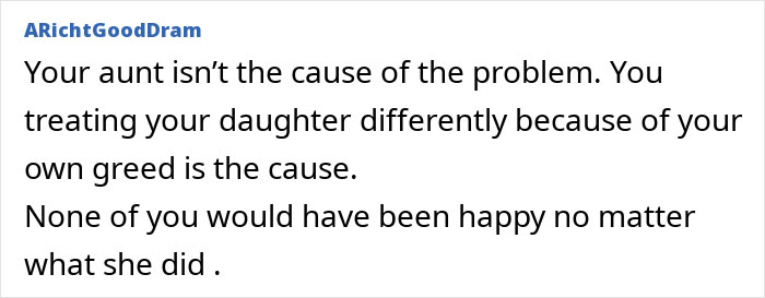 Comment questioning family conflict over a woman&rsquo;s massive fortune left to her niece.