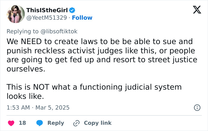 Tweet criticizing lenient prosecutors and calling for judicial reform, highlighting public frustration with the justice system.