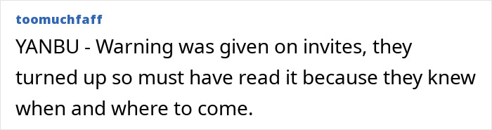 Text message about invites not being acknowledged, leading to issues at a kids' birthday event without RSVP.