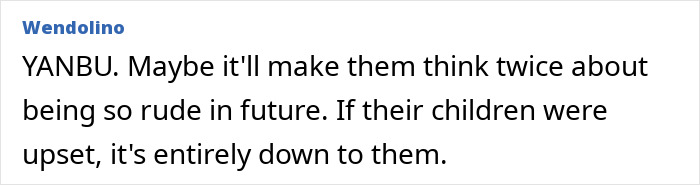 Text comment discussing parents' refusal to RSVP, referencing children being upset.