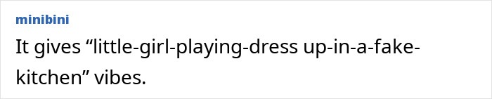 Text reading: "It gives 'little-girl-playing-dress up-in-a-fake-kitchen' vibes," related to Meghan Markle controversies.