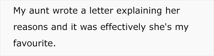 Text about an aunt favoring her niece in a letter, linked to a massive fortune and family conflict.