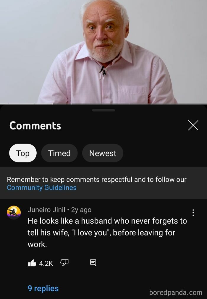 Older man in a pink shirt, captioned with a rare compliment about love and family before work.