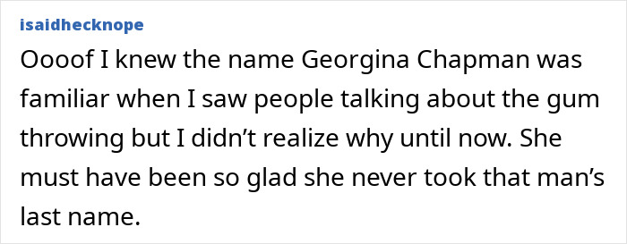 Text about Georgina Chapman and a familiar situation related to a man&rsquo;s last name.