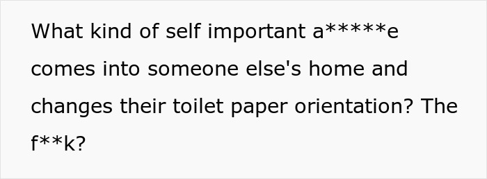 Text about a controlling MIL changing the toilet paper roll orientation.