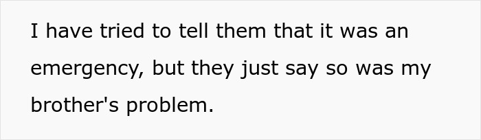 Text about a sister's refusal to lend brother money for an emergency.