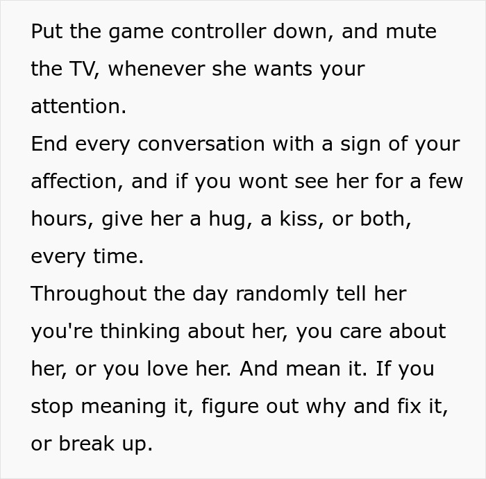 Text on relationship advice from a dad about being a good boyfriend, focusing on communication and affection.