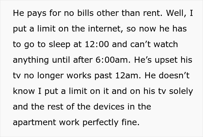 Frustrated man deals with new house rules set by stepdaughter, limiting TV and internet use from 12am to 6am.