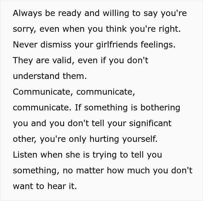 Text advice on being a good boyfriend, emphasizing communication, validation, and listening in relationships.