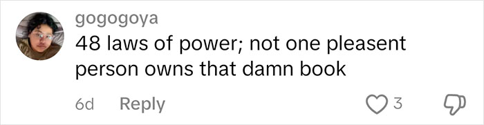 Comment about judging people who own the book "48 Laws of Power.