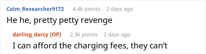 Online comments about Tesla drivers at charging stations.