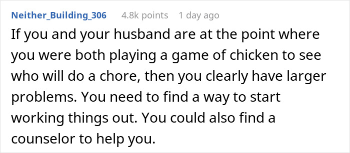 Reddit comment discussing weaponized incompetence in relationships and suggesting counseling.