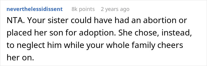 Reddit comment discussing a 22-year-old's neglectful parenting and family dynamics.