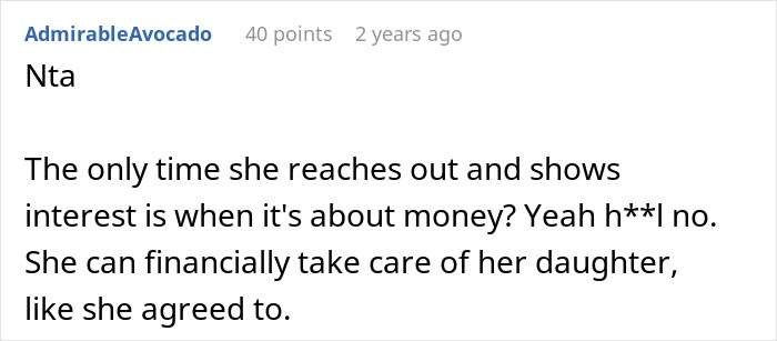 Comment on refusing to give kid’s college fund to brother’s stepdaughter, highlighting financial responsibility.