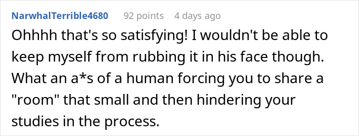 A user comments on a post about a man losing his home and moving in with his stepdaughter.