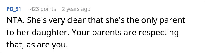 Text from a forum comment discussing a woman&rsquo;s decision about her kid&rsquo;s college fund.