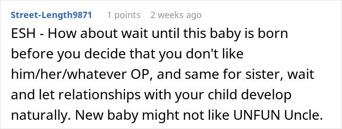 Comment about sibling being pressured into parental role for niece or nephew.