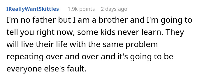 Comment about being a brother discussing lessons in relationships and accountability.