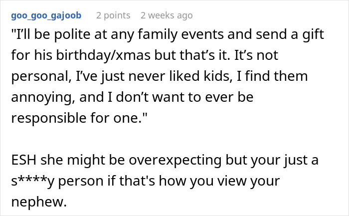 Screenshot of a Reddit comment discussing pressures of taking on a parental role.