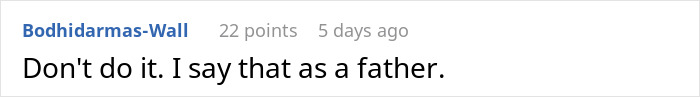 Comment on Reddit about deciding not to care for a father, reflecting on past experiences.