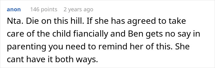 Reddit comment supporting woman's decision on college fund, advising her to stay firm against brother’s stepdaughter request.