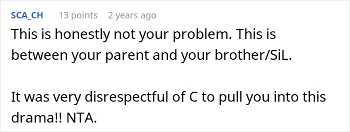 Reddit comment about family drama over a college fund dispute.