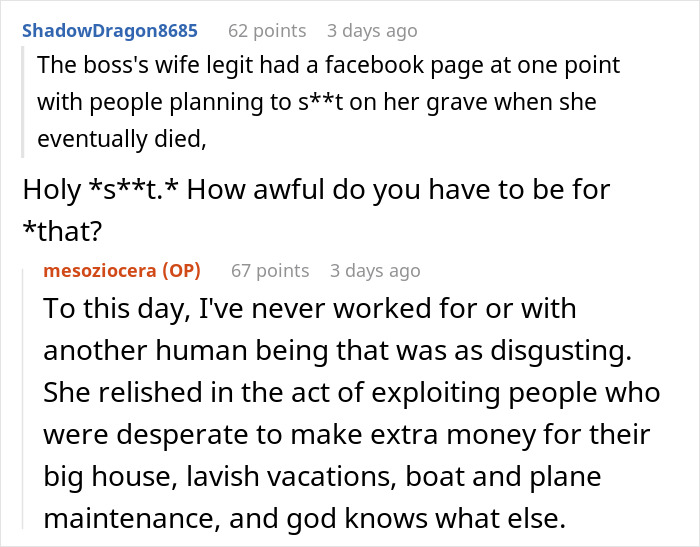 Reddit comments discussing a disliked female boss and workplace issues, highlighting malicious compliance.